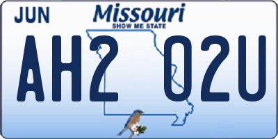 MO license plate AH2O2U