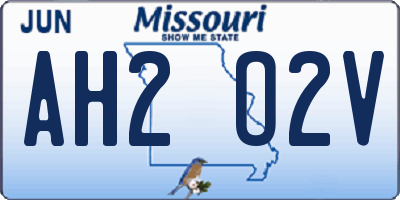 MO license plate AH2O2V