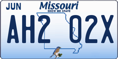 MO license plate AH2O2X