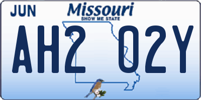 MO license plate AH2O2Y