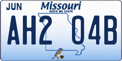 MO license plate AH2O4B