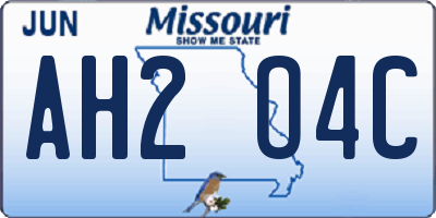 MO license plate AH2O4C