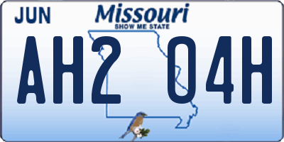 MO license plate AH2O4H