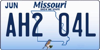 MO license plate AH2O4L