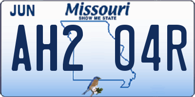 MO license plate AH2O4R