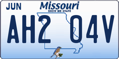 MO license plate AH2O4V