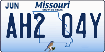 MO license plate AH2O4Y