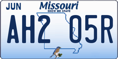 MO license plate AH2O5R