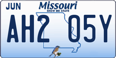 MO license plate AH2O5Y
