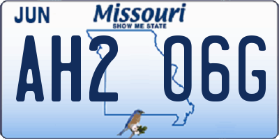 MO license plate AH2O6G
