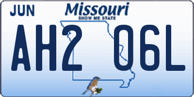 MO license plate AH2O6L