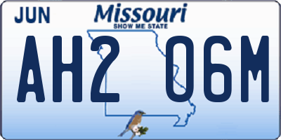 MO license plate AH2O6M