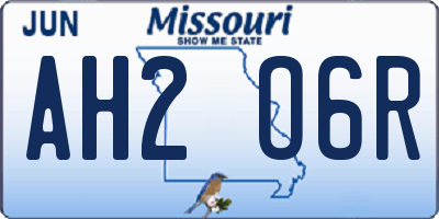 MO license plate AH2O6R