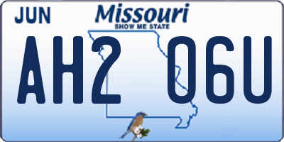 MO license plate AH2O6U