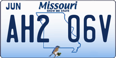 MO license plate AH2O6V