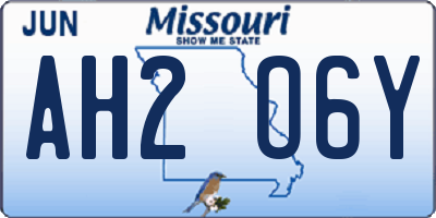 MO license plate AH2O6Y
