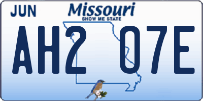 MO license plate AH2O7E