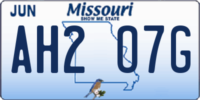 MO license plate AH2O7G