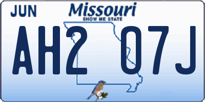 MO license plate AH2O7J