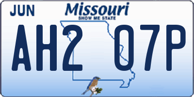 MO license plate AH2O7P