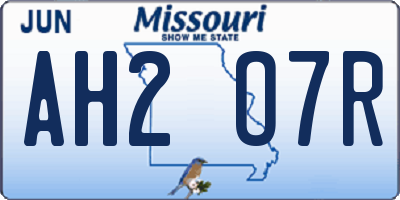 MO license plate AH2O7R