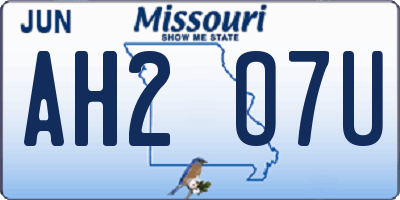 MO license plate AH2O7U