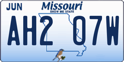 MO license plate AH2O7W