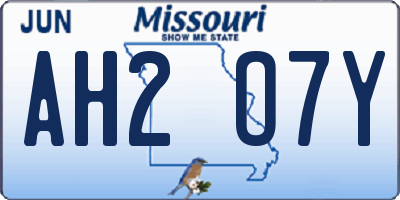 MO license plate AH2O7Y