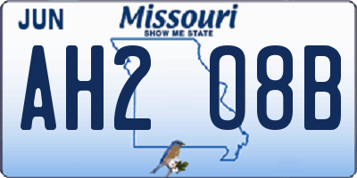 MO license plate AH2O8B