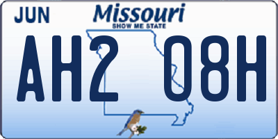MO license plate AH2O8H