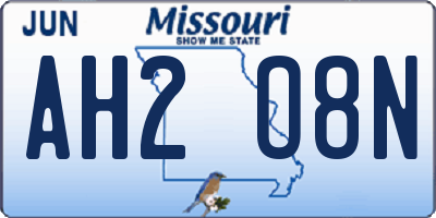 MO license plate AH2O8N