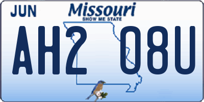 MO license plate AH2O8U