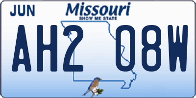 MO license plate AH2O8W