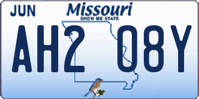 MO license plate AH2O8Y