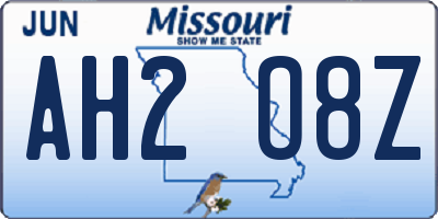 MO license plate AH2O8Z