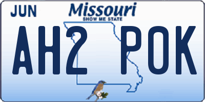 MO license plate AH2P0K