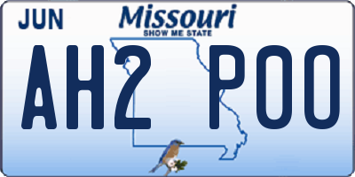 MO license plate AH2P0O