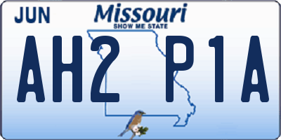 MO license plate AH2P1A