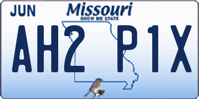 MO license plate AH2P1X