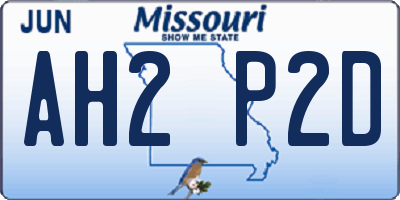 MO license plate AH2P2D