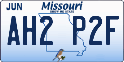 MO license plate AH2P2F