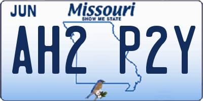 MO license plate AH2P2Y