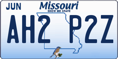 MO license plate AH2P2Z