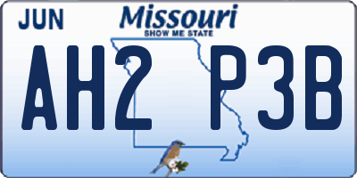 MO license plate AH2P3B