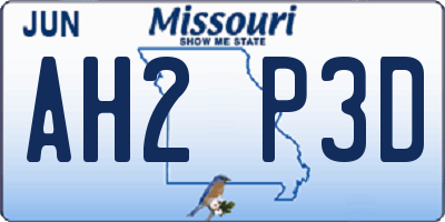 MO license plate AH2P3D