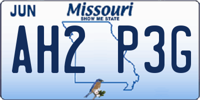 MO license plate AH2P3G