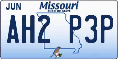 MO license plate AH2P3P
