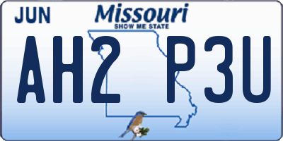 MO license plate AH2P3U