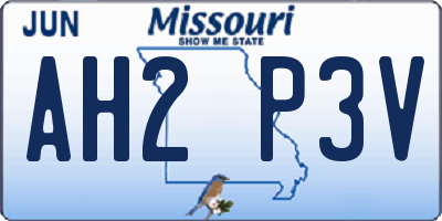 MO license plate AH2P3V