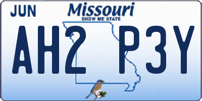 MO license plate AH2P3Y